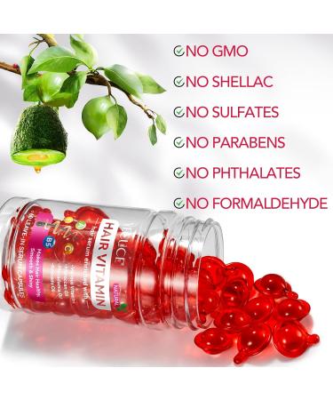 Hair Vitamin Serum Oil Capsule Hair Treatment Serum with Vitamins A C E Pro B5 and Argan Macadamia Avocado Oils No Rinse and Safe for All Hair For Men & Women(60PC) - Buy Online on GoSupps.com