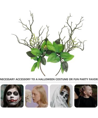 Ciieeo Handmade Green Branch Crown Antler Hair Band Woodland Flower Handband Antler Headpiece for Women Cosplay Halloween Party - Buy Online on GoSupps.com