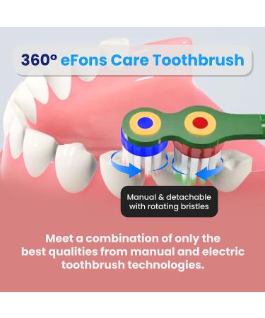 Efons Non-Electric Spin Toothbrush - 360 Rotation, 2 Brush Heads, Soft Bristles - Manual Toothbrush for Adults & Kids - Yellow - Buy Online on GoSupps.com