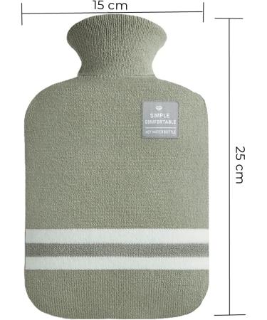 Premium 1L Heat Bottle with Soft Knitting Cover - Hot & Cold Therapy for Pain Relief | Pea Green - Buy Online on GoSupps.com