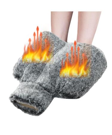 Foot warmers without electricity 2l large hot water bottle for the feet 2 in 1 foot heat bottle for women/men/children super soft and warm foot heating pads heating mat for bedroom living room office (black and white)