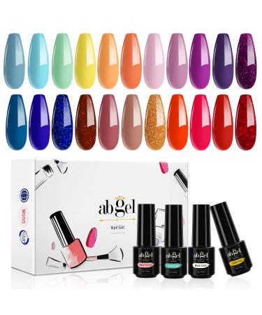 ab gel 27 Pcs Gel Nail Polish  Red Blue Yellow Purple Orange Mint Green Glitter UV Gel Nail Polish  Base and Top Coat Gel Nail Polish Matte Top Coat Gel Nail Polish nail polish set 77