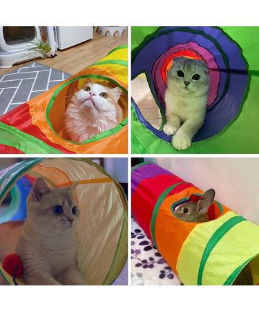 PAOPO 2-Way Collapsible Cat Tunnel Toy with Peek Hole and Ball - Interactive Cat Tube for Indoor Cats, Kittens, and Puppies - Perfect for Play and Chase - Buy Online on GoSupps.com