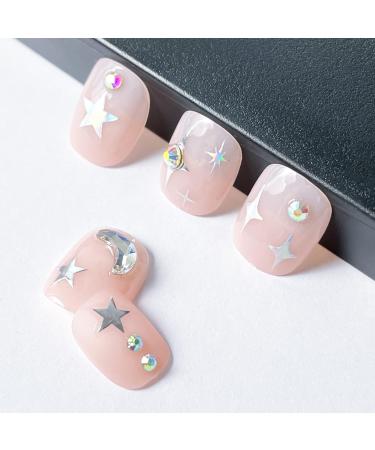 Silver Star Nail Stickers Self Adhesive Nail Art Decals for Women, Girls, and Kids | Pack of 6 Aurora Silver Star Designs for Nail Decor - Buy Online on GoSupps.com