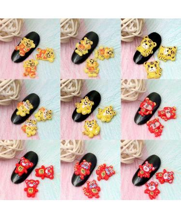 Red Nail Charm DIY Nail Art Lucky Money Bag 3D Nail Art Accessories Year Nail Jewelry Manicure Decor Tiger Year(03#) - Buy Online on GoSupps.com