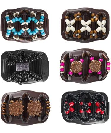 6 Pieces Beads Hair Combs - Magic Elastic Double Clips for Women Girls - DIY Hair Styling Tool - Buy Online on GoSupps.com