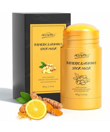 Turmeric Clay Stick Mask Organic Vitamin C Purifying Clay Mask Blackhead Cleansing Healing Clay Mud Mask Deep Clean Pore Improve Skin Acne Scars Facial Mask With Blackhead Remover Extractor ToolS