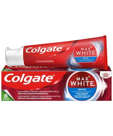 Colgate Max White Optic Instant Whitening Toothpaste - Clinically Proven Removes 100% Superficial Spots 4 x 75 ml - International Shipping Available - Buy Online on GoSupps.com
