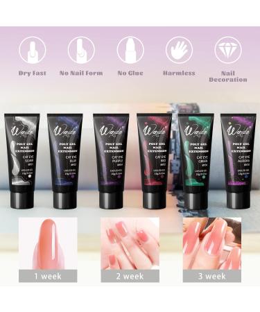 Wenida Cat Eye Glitter Nail Extension Gel Kit - 6 Colors Nail Builder Gel Set for DIY Manicure Art - 0.53 Ounce (Pack of 6) - Buy Online on GoSupps.com