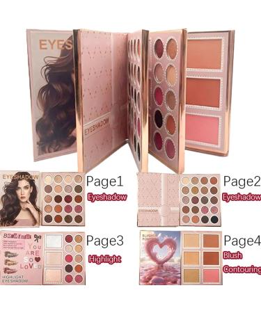 Makeup Palette Bookstyle Multifunctional Cosmetic Set | Eyeshadow Blush Highlighter Concealer Matte & Shimmering Pearlescent Shades | Professional Bride Artist Kit - Buy Online on GoSupps.com