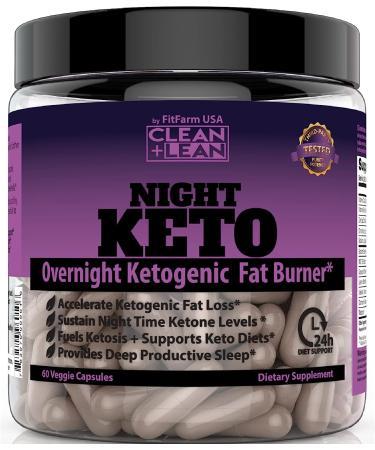 Clean+Lean Night Keto: Overnight Ketogenic Fat Burner & Sleep Aid | BHB Ketones, MCT Oil, Vitamins & Minerals | 24 HR Diet Support | All Natural, GF | 60 Caps - Buy Online on GoSupps.com