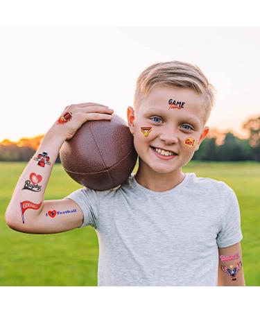 Howaf 100+PCS American Football Temporary Tattoos - Super Bowl Fake Tattoos for Kids & Adults | Rugby Face Stickers for Sports Fans | Waterproof Body Tattoos for Football Events - Buy Online on GoSupps.com