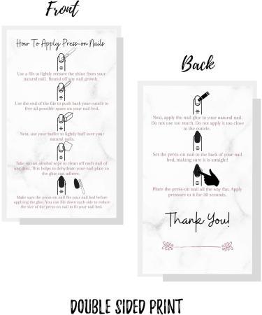 Press-On Nail Application Cards | 50 Pack | DIY Nail Kit Instructions | Marble & Rose Gold Design - Buy Online on GoSupps.com