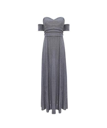 Hanxiulin evening dress ladies long Elegant ball dress ladies long arm festive skate dress sexy dresses evening dress seed dresses for women gray xl