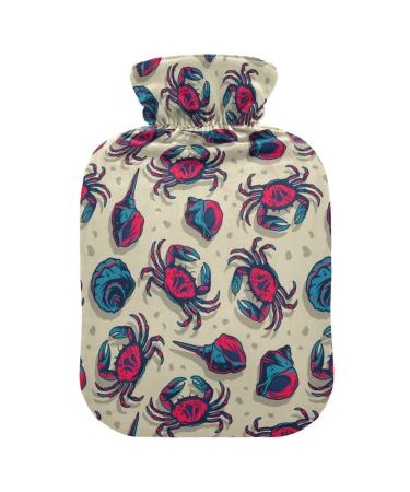 Heat bottle with reference 1 l of hard-wearing warm-up bag for handwheel warmer shoulder and neck pain cramps heating press and heat therapy patterns of mussels and crabs animals ocean life