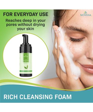 Noveha Tea Tree Oil Foaming Cleanser | Gentle Formula for Eyelash & Eye Irritations | Moisturizing and Therapeutic Skincare for Dry Skin | Organic Ingredients for All Skin Types - Buy Online on GoSupps.com