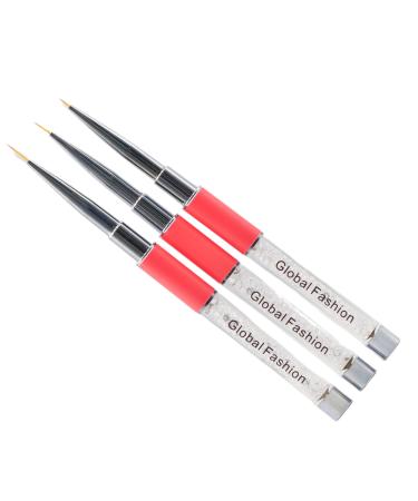 Global Fashion Multipurpose Design Brush Set - Nail Art Painting Crafts - 3 Sizes (Transparent)