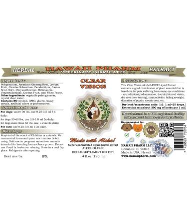 Clear Vision Veterinary Natural Alcohol-FREE Liquid Extract - 4 oz Pet Herbal Supplement - Buy Online on GoSupps.com