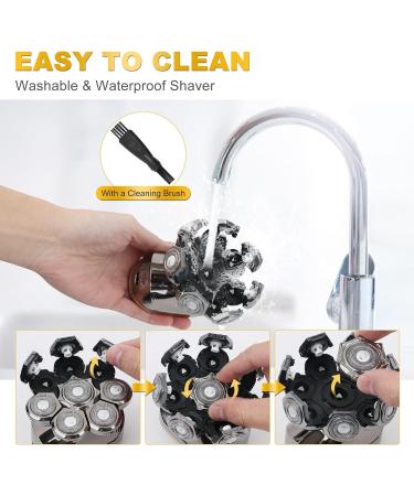 Elestyle 5-in-1 Bald Shaver for Men - Waterproof Electric Head Razor with 8 Rotating Heads Beard & Nose Hair Trimmer Kit - Buy Online on GoSupps.com