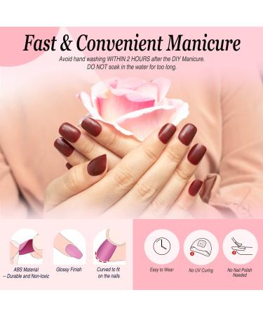 288PCS Solid Color Glossy Short Square False Press On Nails Kit with Stickers and Prep Tools - Pack 5 - Buy Online on GoSupps.com