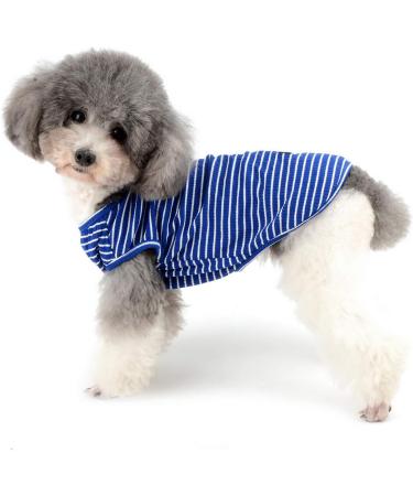 Zunea Striped Dog Shirt for Small Dogs & Cats - Soft Cotton Summer Tank Top - Blue - Size L (1 Pack) - Buy Online on GoSupps.com