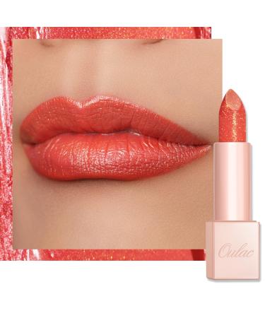 Oulac Coral Red Shimmer Lipstick for Women-Moisture Tinted Lip Balm for Dry Lips Glitter Surface Creamy Formula Hydrating & Smooth Infused with Shea Butter Vegan Gluten-Free (PG04) Sunrise (PG04)Sunrise