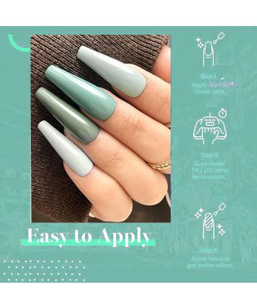 6-Piece Green Gel Nail Polish Set with Nail Stickers - Soak Off Olive, Turquoise, Sage, Mint, Army, Teal U V Polish - DIY at Home Gift for Women - 10ml - Buy Online on GoSupps.com
