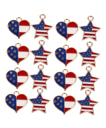 Abaodam 20pcs lock key pendant american flag suit patriotic charm Pendant Charms Heart-shaped antique 1.8X1.5cm As Shown