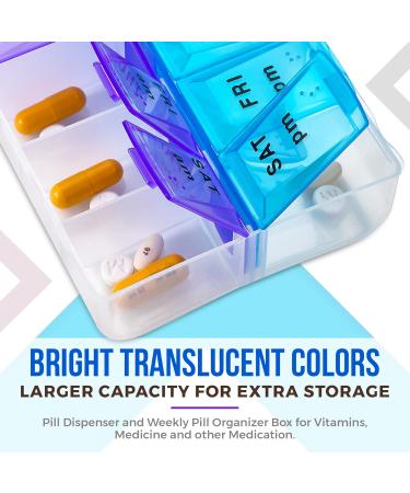 Weekly Pill Organizer - 7 Day AM/PM Planner | BPA Free Travel Case for Vitamins Medication & Fish Oil Supplements - Buy Online on GoSupps.com