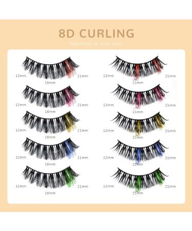 Shop Colored Eyelashes | Russian Strip Lashes DD Curl | 10 Pairs Mixed Natural Thick Volume - Buy Online on GoSupps.com