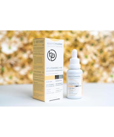Beauty & Pharma 15% Vitamin C + HA Serum | Antioxidizing Defense Unveil Radiance | Aloe Vera Rosehip & Chamomile | For Men & Women - International Shipping Available - Buy Online on GoSupps.com