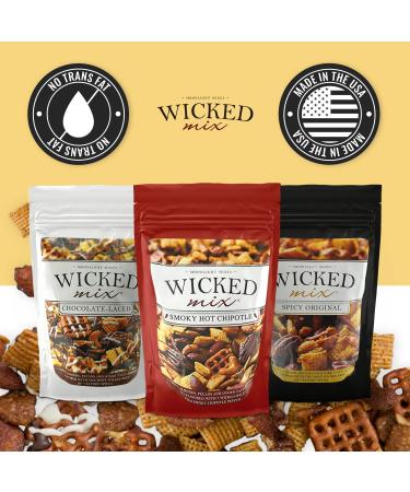 Wicked Mix Spicy Snack Mix with Mixed Nuts and Gourmet White Chocolate Trail Mix - Healthy Snacks Variety Pack with Almonds, Cashews, Pretzels, and Pecans - Zero Trans Fat - Resealable Bags - Pack of 3 - Buy Online on GoSupps.com