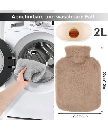 2L Heat Bottle with Cover & Kangaroo Pocket | Hot Water Bottle for Pain Relief & Fever - Ideal for Kids & Adults (Brown) - Buy Online on GoSupps.com