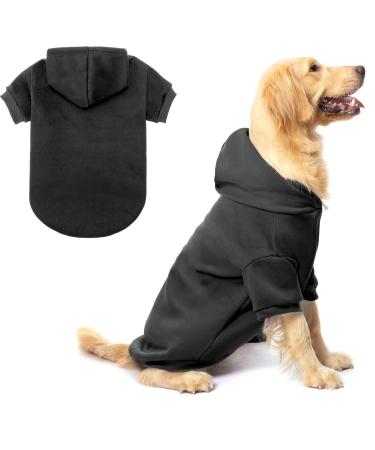 BINGPET Dog Hoodies-Fleece Lined-Hooded Pullover for Dog Cat in Cold Weather Medium(Chest Girth 22") Black