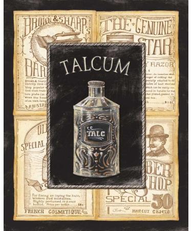 Feeling at home ARTPRINTonmattepaper220gr Grooming Talcum Audrey Charlene Vintage vertical Image black brown men care badroo talc Fine art Print 14_X_11_in