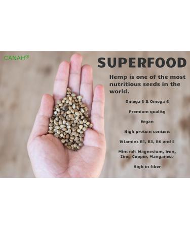 Canah Organic Whole Hemp Seeds - Roasted 1 kg Vegetarian High in Protein Fiber Omega 3 & Omega 6 Amino Acids Vitamins and Minerals Certified Kosher - Buy Online on GoSupps.com