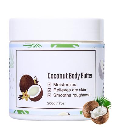 Coconut Shea Butter Body Butter for Dry Skin Natural Scented Body Butter with Coconut Oil Deep Hydration Nourish Skin Promote Smooth Skin Tone Coconut Body Butter Cream for all Skin Type
