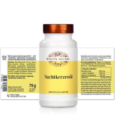 Nighting Cup Oil Capsules 2000mg - Vegan Skin Care Supplement (120 pcs) | 100% Natural Vitamin E & GLA Cold Pressed in Germany - B rbel Drexel  - Buy Online on GoSupps.com