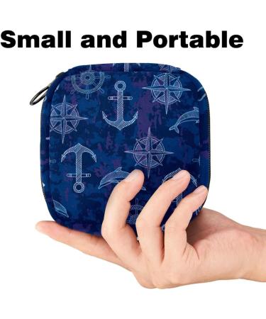 Shop Navy Blue Anchor Pattern Storage Bags for Women | Portable Menstrual Pad & Tampon Holders | Perfect for School & Office - Buy Online on GoSupps.com