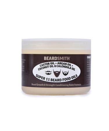 Castor Oil + ARGAN Oil + Coconut Oil & Calendula Oil. Beard Growth & Strength Conditioning Balm Formula. Super 11 Beard Food Oils. No Alcohol Parabens Synthetic Ingredients. 220G