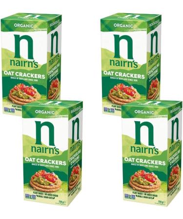 Nairn s Organic Oat Crackers | Made with Organic Wholegrain Oats | High Fibre | Plant-Based | Vegan & Non-GMO | No Added Sugar | No Artificial Colours Flavours or Preservatives | 250g (4-Pack) - Buy Online on GoSupps.com