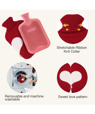 HomeTop Premium 2L Rubber Hot Water Bottle with Knit Cover - Wine/Light Red - Buy Online on GoSupps.com