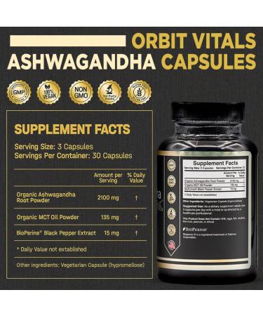 Organic Ultra High Strength Ashwagandha Root 2250mg with MCT Oil & Black Pepper - 90 Vegan Capsules for Stress & Immune Support - Buy Online on GoSupps.com