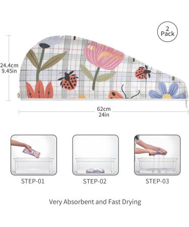 Super Absorbent Flower Hair Towels - 2 Pack Quick Dry Turbans for Women & Girls - Buy Online on GoSupps.com