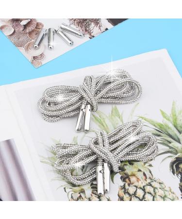 Rhinestone Shoe Laces Set with Metal Tips - 5.47 Yards Glitter Cords for DIY Hoodie, Pants, Hats (Silver) - Buy Online on GoSupps.com