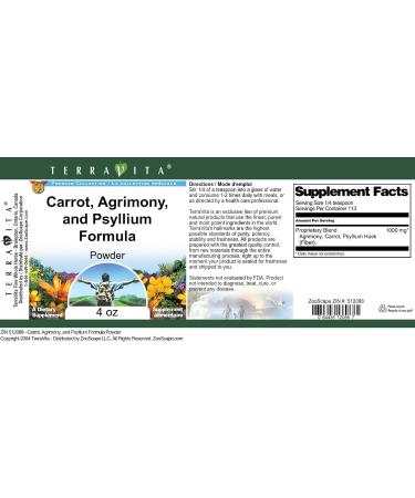 Carrot Agrimony and Psyllium Formula Powder (4 oz ZIN: 512088) - 3 Pack - Buy Online on GoSupps.com