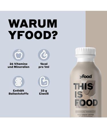 Yfood Drink Cold Brew Coffee - Delicious On-the-Go Meal Replacement 33g Protein 26 Vitamins & Minerals 12 x 500ml 3.00 Pfand - Shop Now! - Buy Online on GoSupps.com