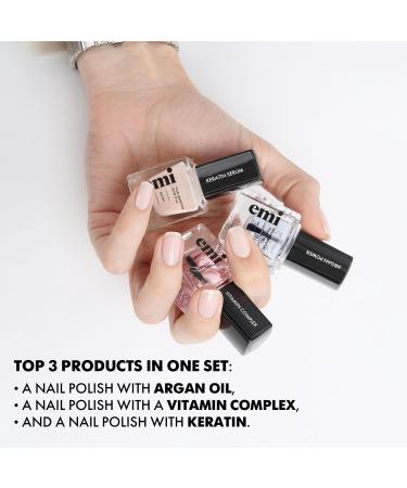 Trio de Soins EMI Nail Therapy System Vernis Durcisseur Extra Fort & Fortifiant Ongles Vitaminoth rapie Argan Power A E F avec S rum la K ratine pour Ongles Ab m s - Buy Online on GoSupps.com