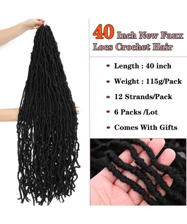40 Inch Natural Color Faux Locs Crochet Hair 6 Packs - Super Long Goddess Locs Pre-Looped Synthetic Braiding Hair - Pre-Extended Crochet Locs - Buy Online on GoSupps.com