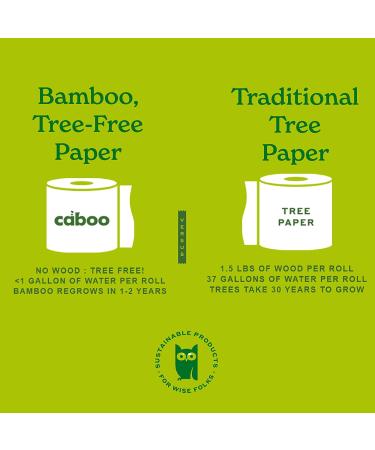 Caboo Tree Free Bamboo Toilet Paper - 24 Double Rolls, Septic Safe, Biodegradable Bath Tissue - Eco Friendly, Soft 2 Ply Sheets - 300 Sheets Per Roll - Buy Online on GoSupps.com